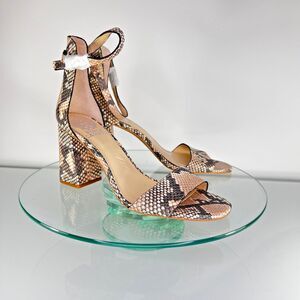 Vince Camuto Winderly Sandals Womens Snake Print Heels Ankle Strap